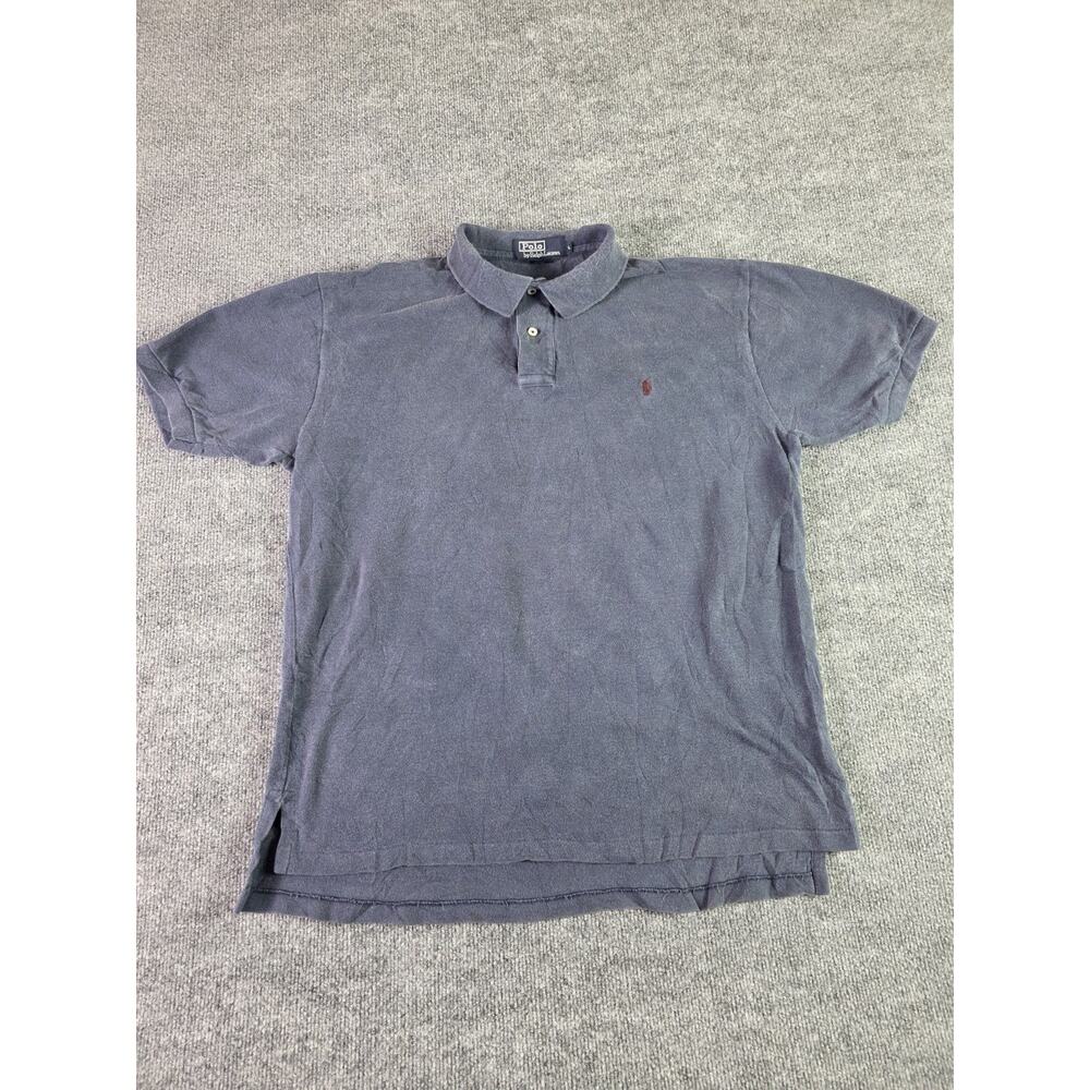Polo Ralph Lauren Shirt Mens Large Blue White Cotton Lg L Red Logo